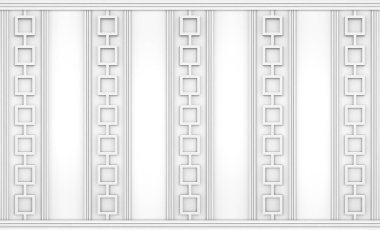 3D görüntüleme. Lüks beyaz ahşap kare çizgi şekilli panel vintage dizayn arka planı.