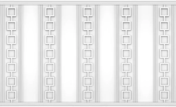 3Dレンダリング 豪華なホワイトウッドの正方形のライン形状パネルヴィンテージデザインの壁の背景 — ストック写真