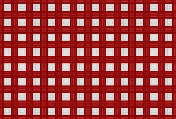 Darstellung Einfache Rot Weiße Quadratische Gittermuster Wandhintergrund — Stockfoto