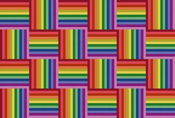 3Dレンダリング レトロなLbt虹モザイクカラースタイル正方形タイルパターン壁のデザインの背景 — ストック写真