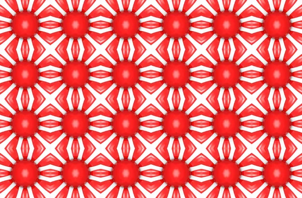 3Dレンダリング 現代的なシームレスな赤の球の正方形のグリッドアートタイルパターンの壁のテクスチャの背景 — ストック写真