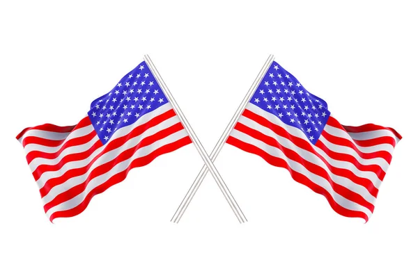 Renderelés Szél Integetett Usa Amerikai Nemzeti Zászló Nyírás Útvonal Elszigetelt — Stock Fotó