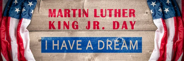 Quote Martin Luther King Wooden Background American Flag Equality Freedom — стоковое фото