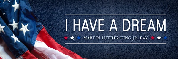 Mám Sen Citát Martina Luthera Kinga Juniora Tmavomodrém Pozadí Americkou Stock Snímky