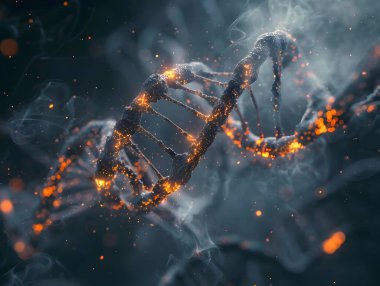 Genetik bir molekül veya DNA 'nın karmaşık yapısı ve dinamik bağlantısının gelecekteki dijital temsili 