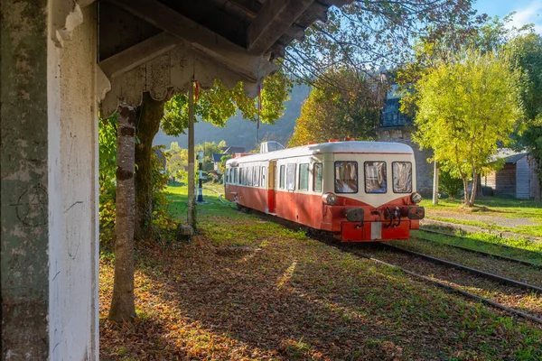 stock image A disused railcar at the Cajarc train station, taken on a sunny autumn day with no people