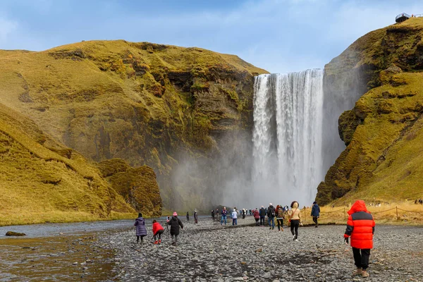 Водопад Скогафосс Реке Скога Южная Исландия Стоковое Фото