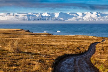 Kuzey İzlanda 'da Husavik çevresindeki sonbahar manzarası