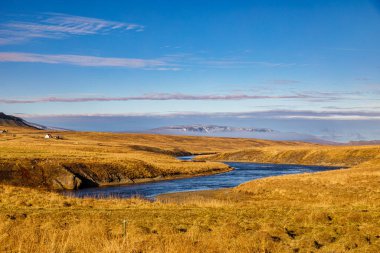 Vididalsa river valley in early autumn in northern Iceland