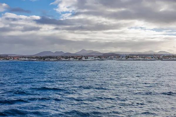 Vue Ville Corralejo Depuis Ferry Lanzarote Fuerteventura Îles Canaries — Photo