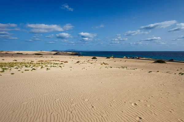Dunas Areia Parque Natural Corralejo Ilha Fuerteventura Nas Ilhas Canárias — Fotografia de Stock
