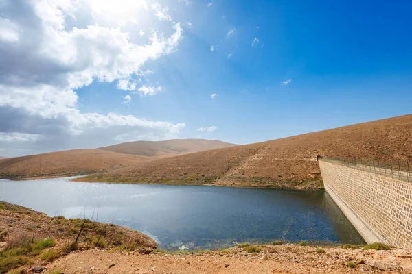 stock image Emblase de los Molinos water reservoir in the centre of the island of Fuerteventura in the Canary Islands