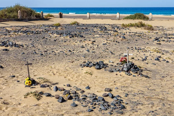 Verlaten Begraafplaats Cofete Strand Het Zuiden Van Fuerteventura Canarische Eilanden — Stockfoto
