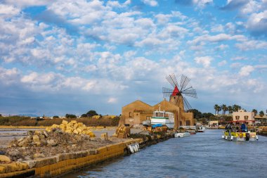 Saline Della Laguna, Marsala, Sicilya, İtalya yakınlarında.