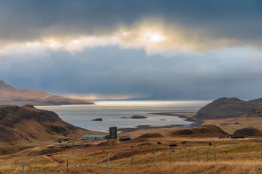 Autumnal landscape at Beached whalers Hvalfjordur on the west coast of Iceland, North Atlantic clipart