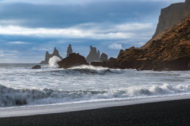 Vikurfjara Black Sand Beach near Vik on the island of Iceland, North Atlantic clipart