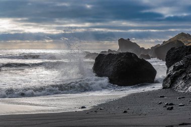 Vikurfjara Black Sand Beach near Vik on the island of Iceland, North Atlantic clipart