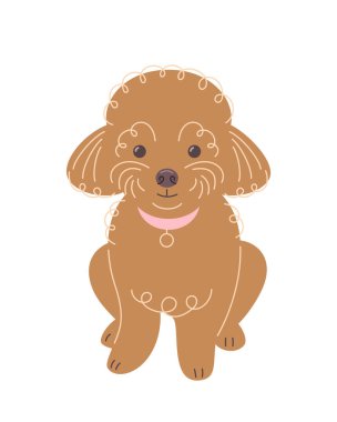 Şirin, gülümseyen kıvırcık kaniş yavrusu. Karalama elle çizilmiş karakter. Çizgi film tarzında sevimli bir hayvan. Düzenlenebilir vuruş resimlemesi