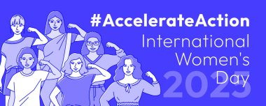 Eylem kampanyası pozunu hızlandır. Uluslararası Kadınlar Günü 2025. Tarzlı el yapımı kadınlar, kadın hakları, cinsiyet eşitliği mücadelesinde güçlü kollarını sıkıca kavrayıp destek veriyorlar.