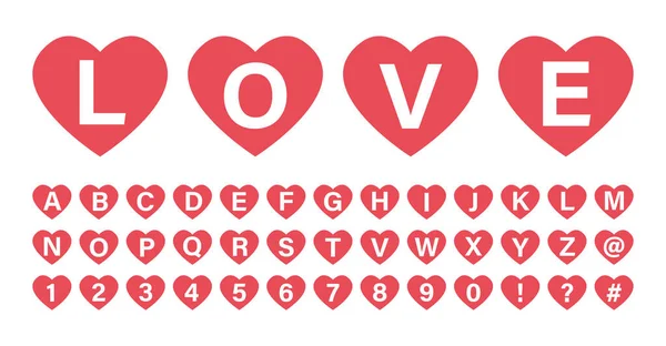 Font Alphabet Number Heart Shape Vector Format — Stock Vector