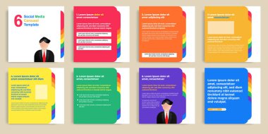 Dizin ve kağıt indeks ögeleriyle renkli arkaplanlı şablon şablon paketi. Vektör tasarımı illüstrasyonu