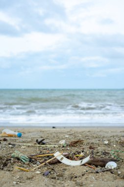 Plajdaki çöpler plastik şişeler, torbalar, ambalajlar, teneke kutular, sigara izmaritleri, balık ağları ve insanların geride bıraktığı veya okyanusa attıkları diğer şeylerden oluşabilir..