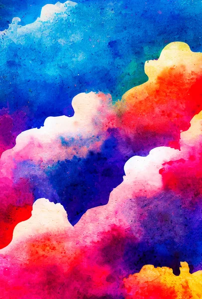 Sfondo Acquerello Arte Astratta Pittura Mano Nuvole Cielo — Foto Stock