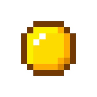 Pixel sanat altın sikke retro video oyunu. Vektör illüstrasyonu
