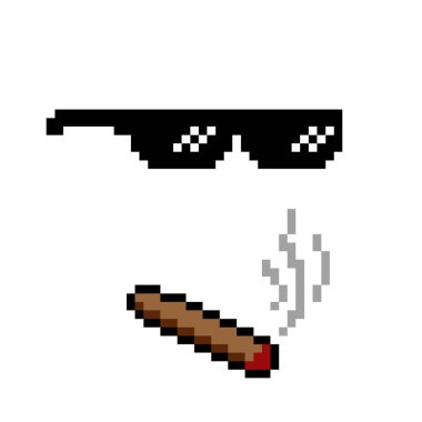 Patron ya da gangster, pikselleştirilmiş güneş gözlüğü ve sigara. Haydut özellikleri. Vektör illüstrasyonu