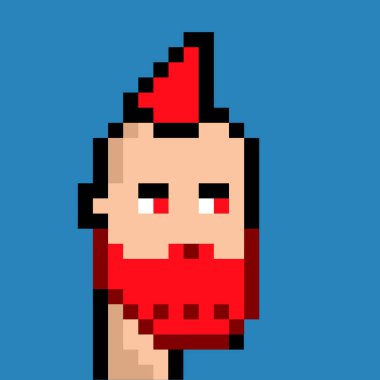 Piksel biçiminde karakter portresi. Vektör NFT kafası. Şifreleme