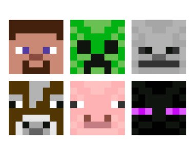 Set of pixel avatars. Avatars concept of game characters. Heroes game concept. Vector illustration EPS 10 clipart