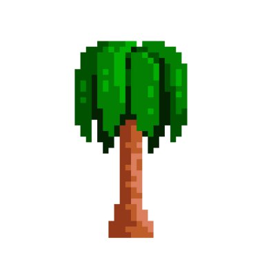 Palm icon. Pixel art Gaming assets. Vector isolated background. 8-bit style