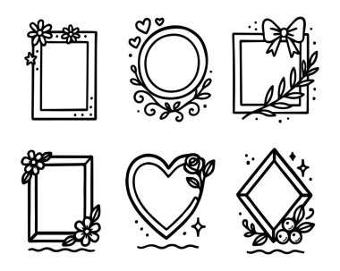 Resimler için farklı çerçeveler. El Çizimi, Karalama Çizimi.