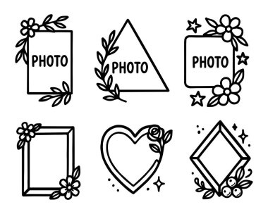 Resimler için farklı çerçeveler. El Çizimi, Karalama Çizimi.