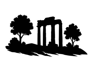 Eski harabelerin, sütunların ve bitkilerin vektör durumu