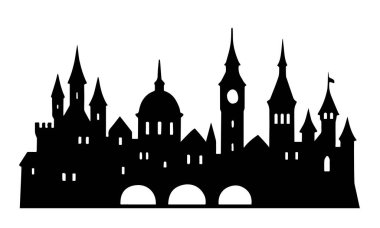 Geçmişi olmayan eski şehrin siyah beyaz silueti