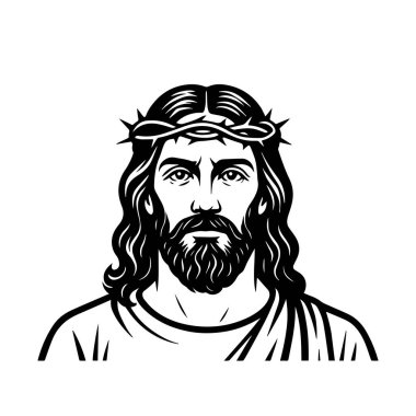 İsa siyah ve beyaz vektör çizimi. Tanrının kalıbı ya da silueti