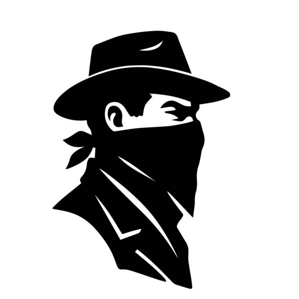 Векторный портрет ковбоя или преступника. Стилизованная ретро-иллюстрация.