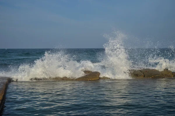 Dolphin sahili Ballito Durban Güney Afrika 'da el değmemiş ve doğal bir kaya gelgit havuzu.