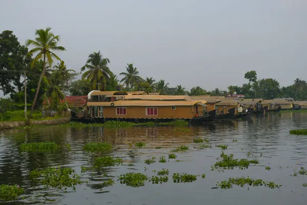 Kerala 'daki tekne Alappuzha Hindistan' daki kanallardan geçiyor.