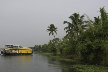 Houseboat in Kerala backwater sailing through the canals in Alappuzha India clipart