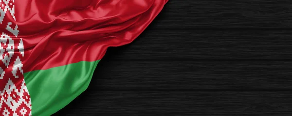 Close Belarus Flag Black Wooden Background Render — Stock Photo, Image