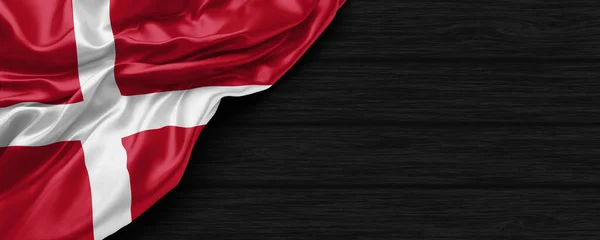 Közelkép Denmark Zászló Fekete Háttér Render — Stock Fotó