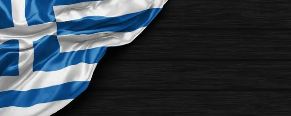 Közelkép Görögország Zászló Fekete Háttér Render — Stock Fotó