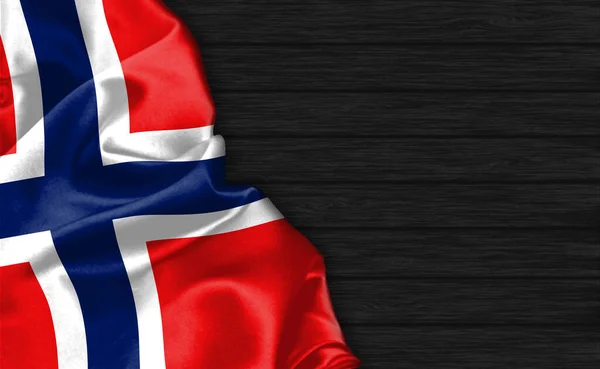 Primo Piano Della Bandiera Norvegese Sulla Parte Superiore Dello Sfondo — Foto Stock