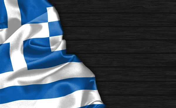 Primo Piano Della Bandiera Greca Sulla Parte Superiore Dello Sfondo — Foto Stock