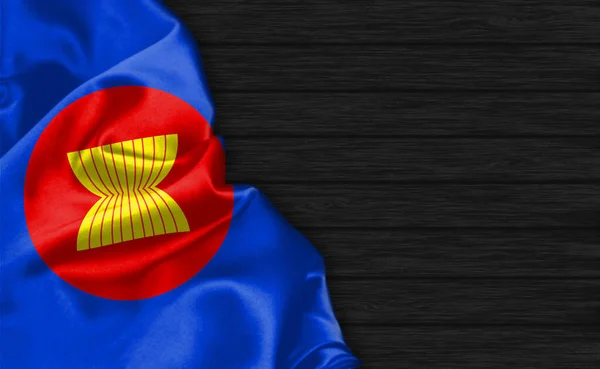 Szoros Asean Zászló Tetején Fekete Háttér — Stock Fotó