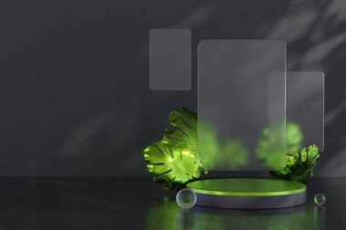 Minimalist Yeşil ve Siyah Santral Podyumu 3D