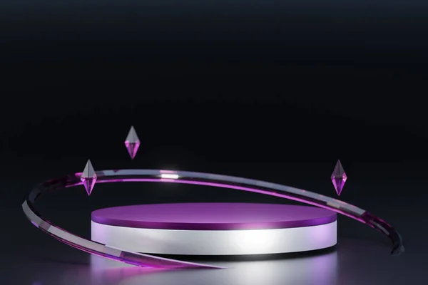 Purple Circle Crystal Podium Render — Photo