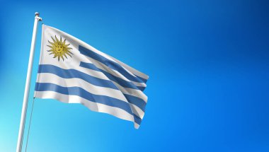 Mavi Gökyüzü Arkaplanında Uruguay Bayrağı Dalgalanıyor